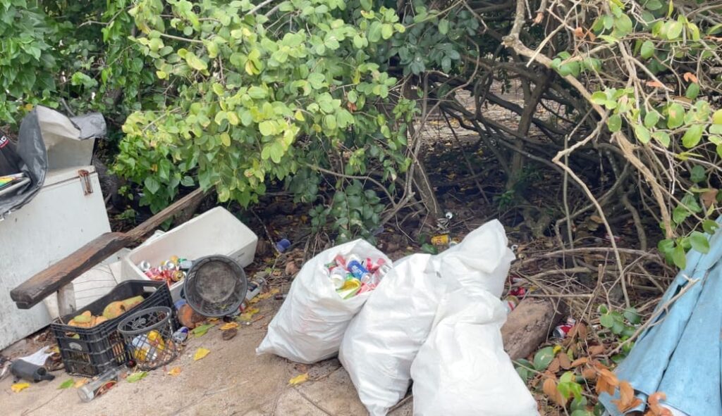 Lixo acumulado na Ilha de Santo Aleixo